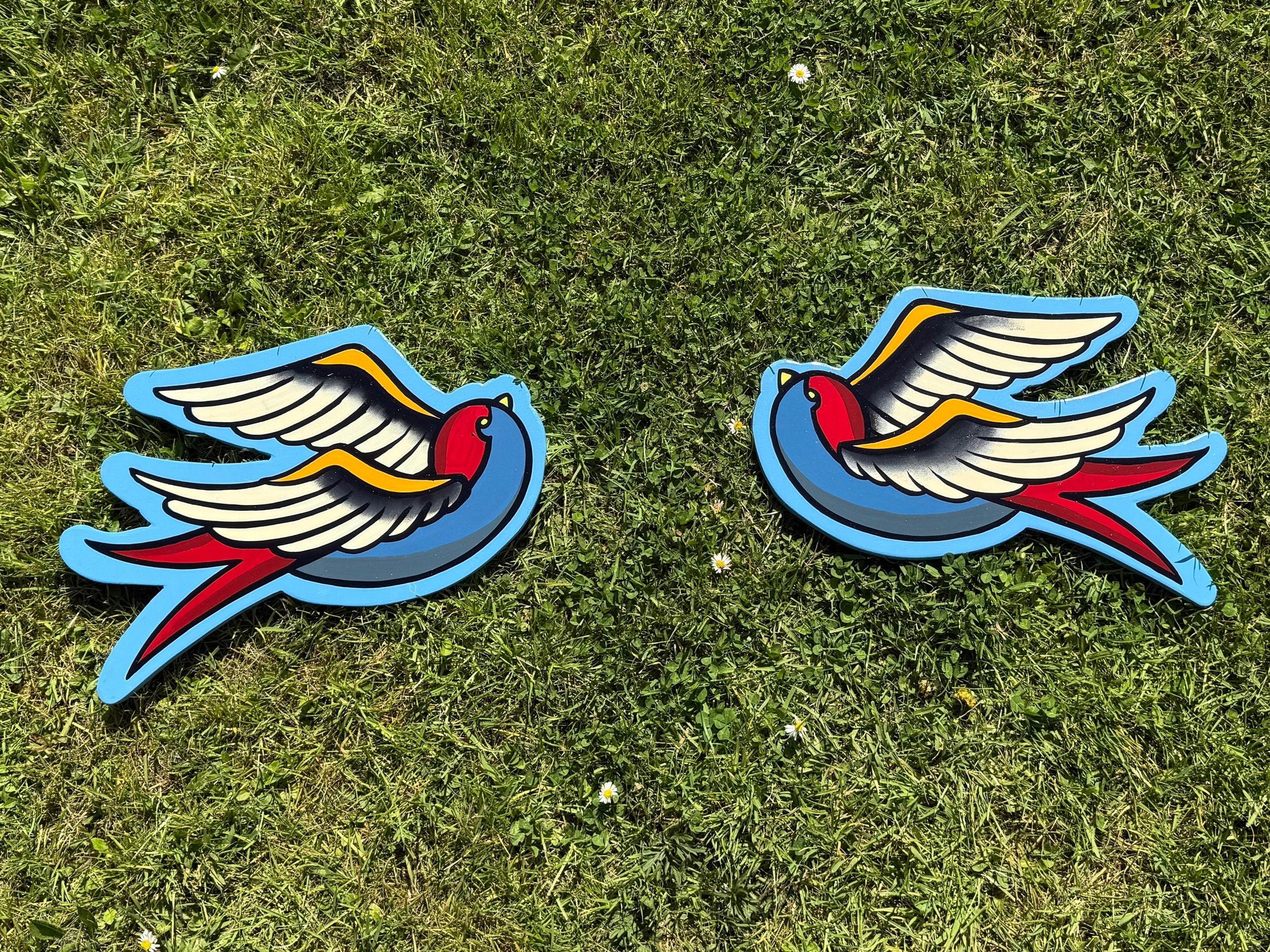 Pair of Hand Painted Traditional Swallow Wall Hanger - Original Renegade