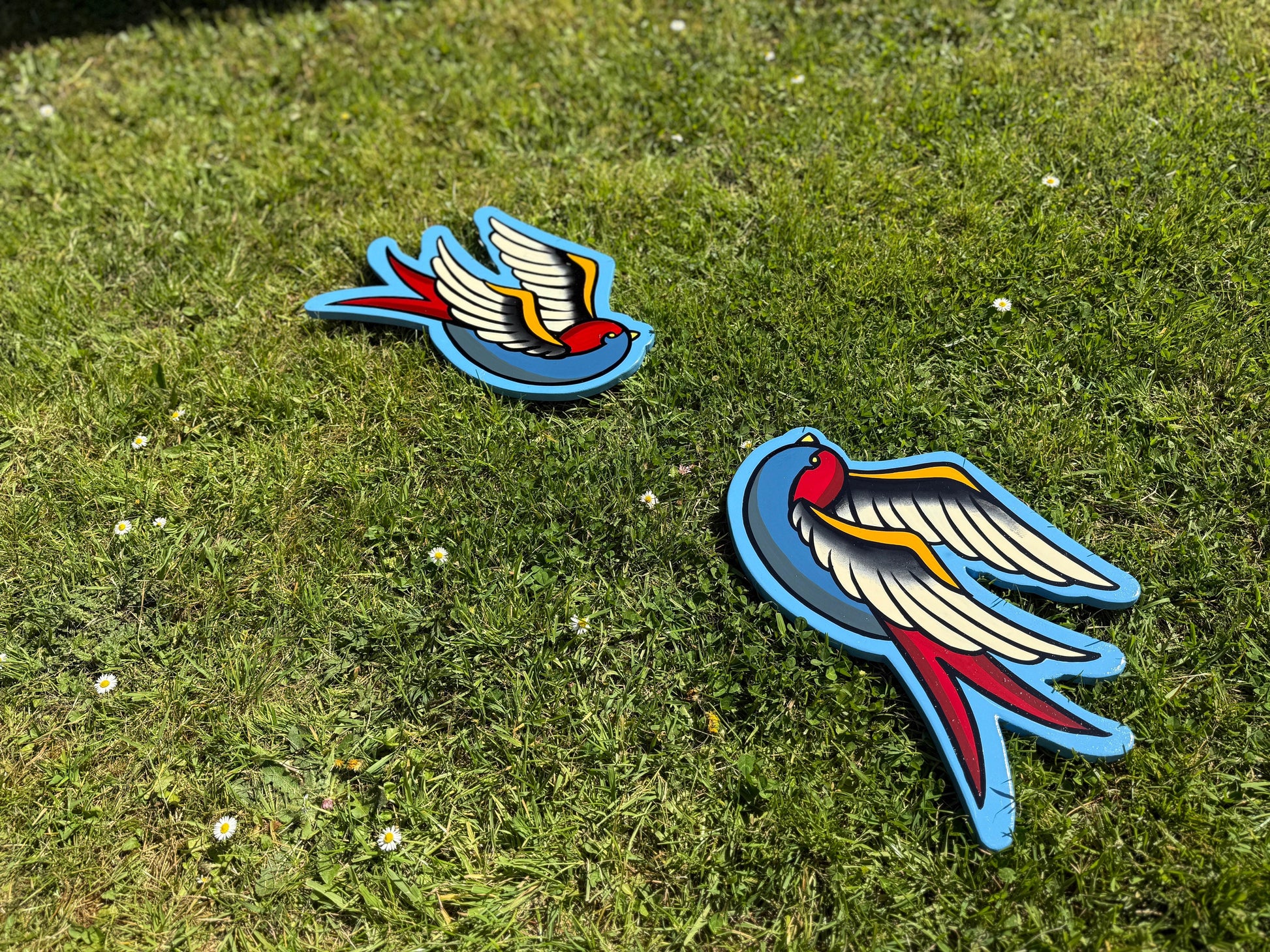 Pair of Hand Painted Traditional Swallow Wall Hanger - Original Renegade
