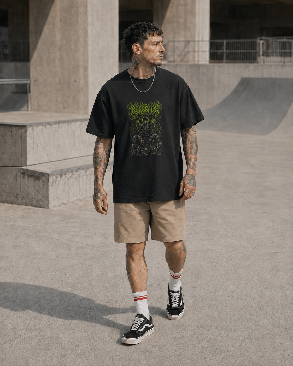Model wearing an Original Renegade Gothcore Cathedral graphic tee