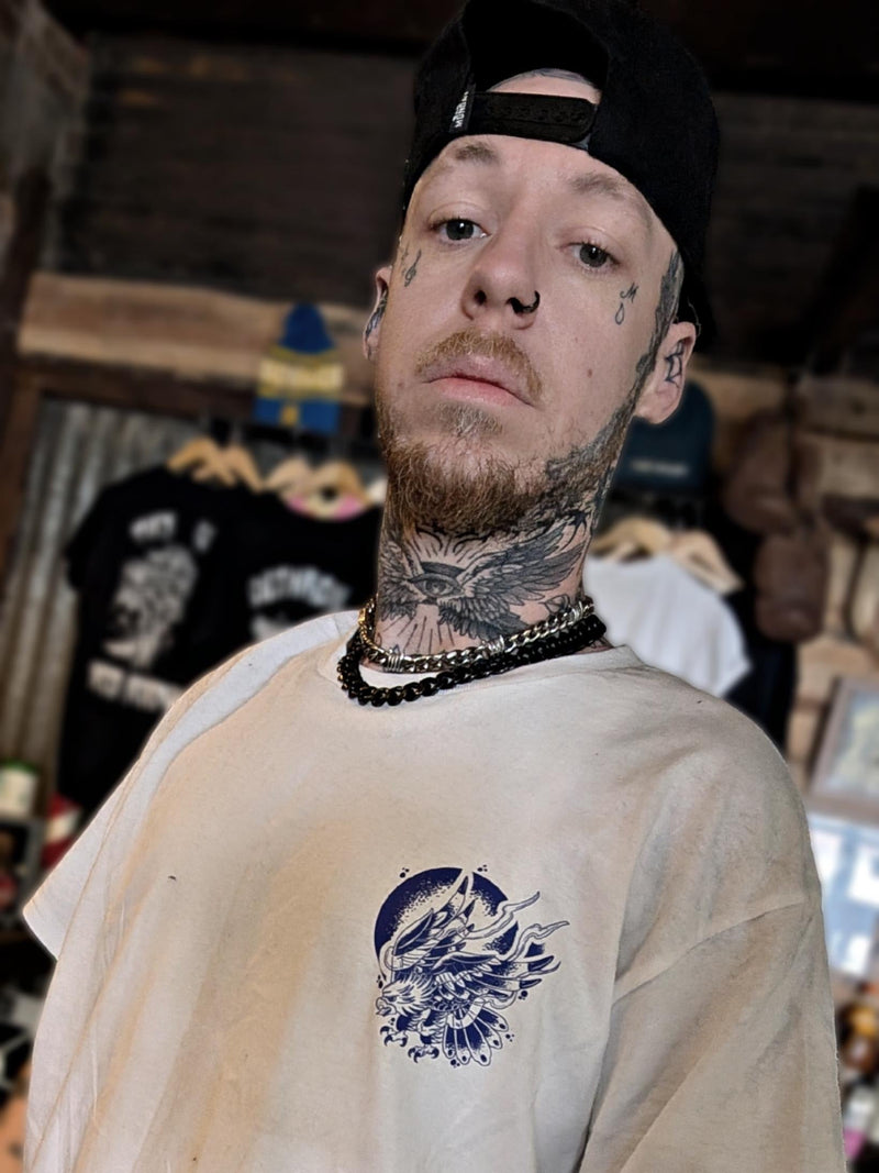 Old School Eagle graphic tee fit and print lifestyle photo - Original Renegade