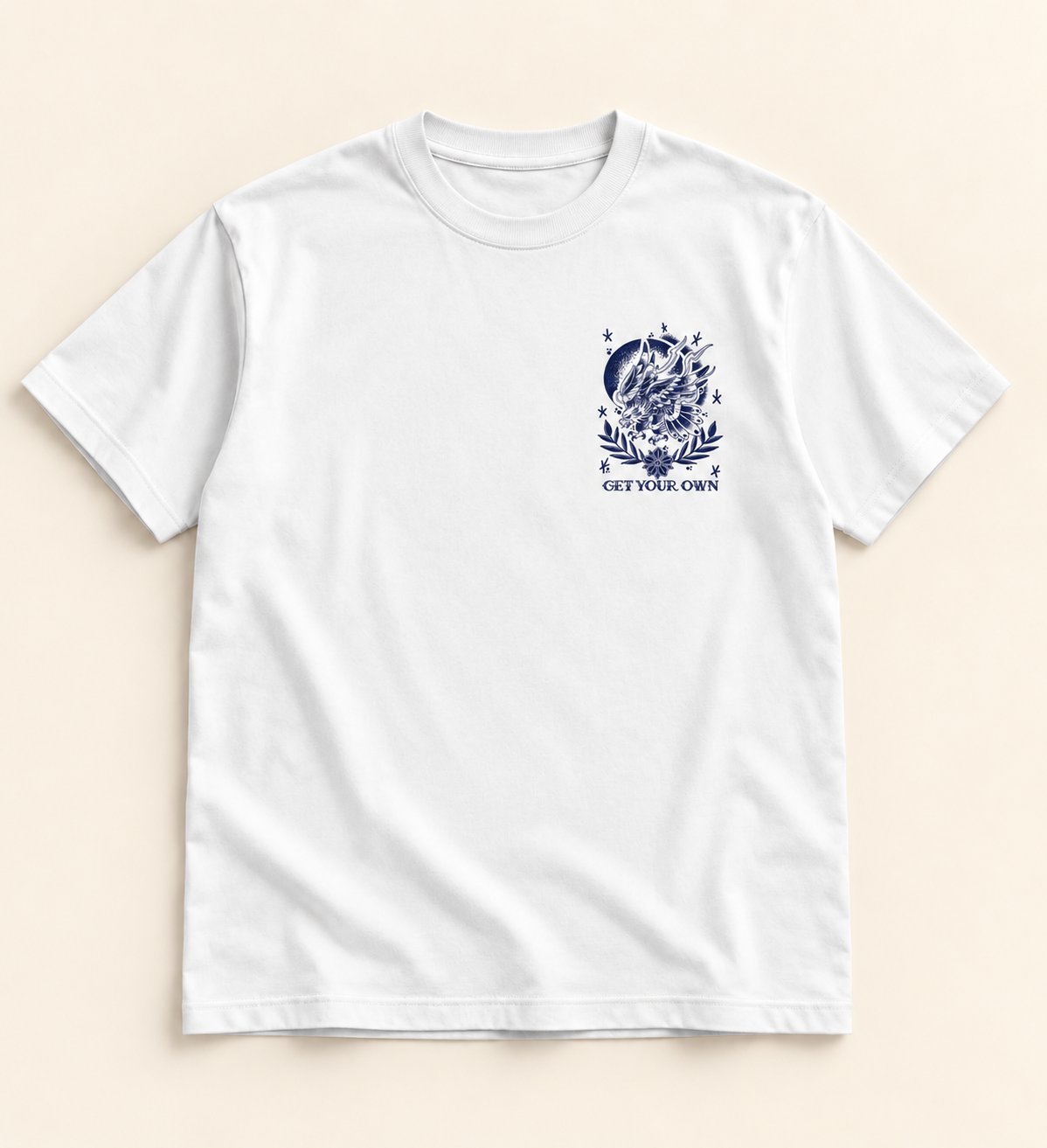 White Old School Eagle Graphic Tee with red eagle print.