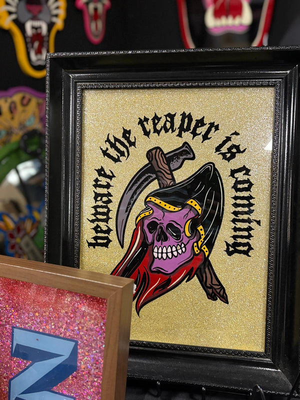 The Reaper Is Coming | Reverse Glass Painting - Original Renegade