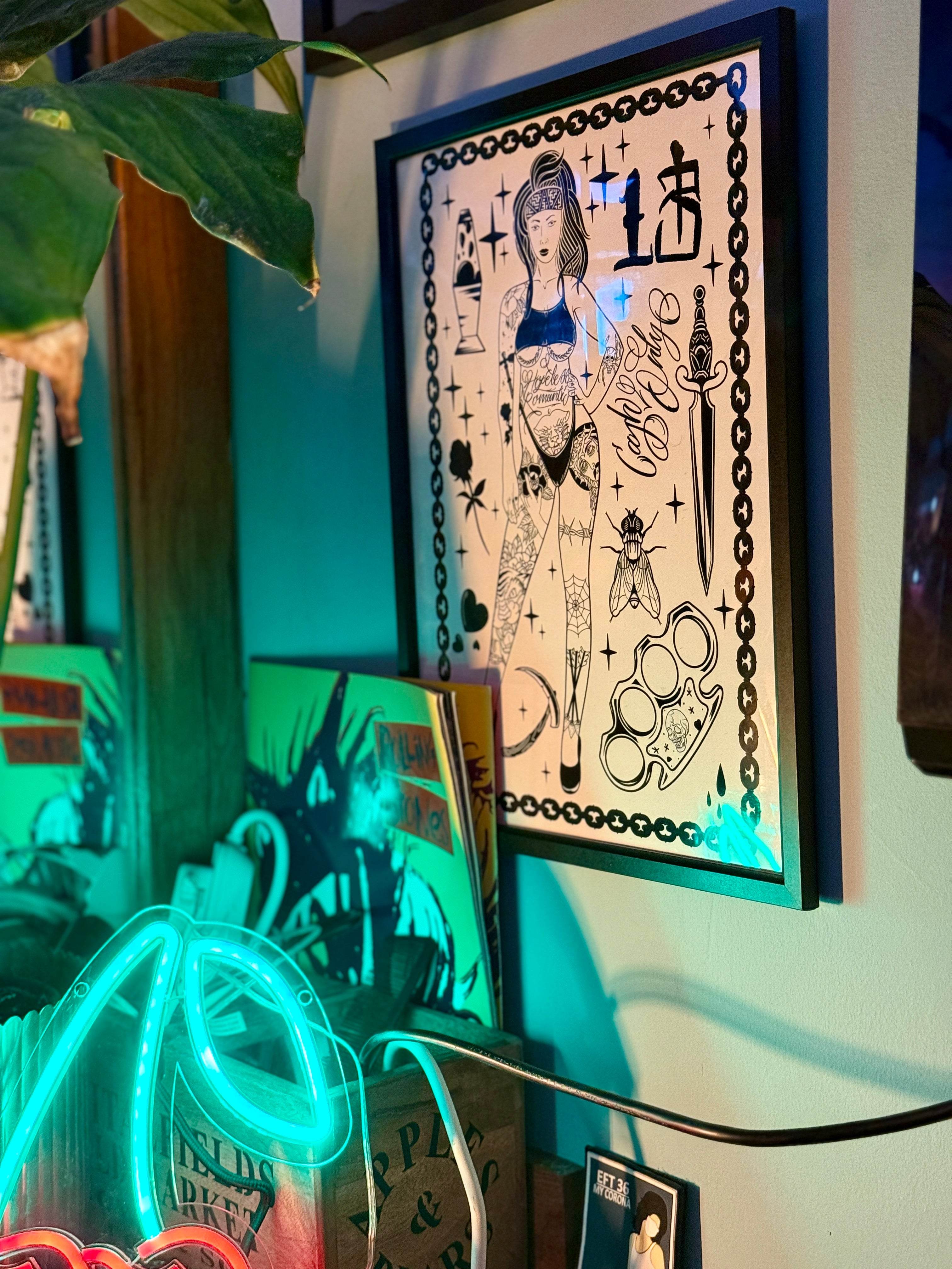 Blackwork 'Trouble' A3 Poster Print | Street Art Graffiti Style Print - Original Renegade Streetwear