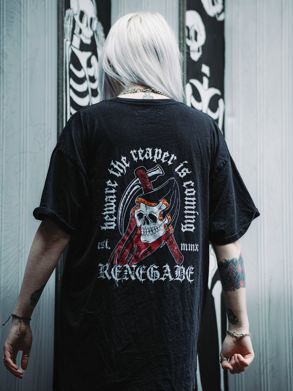 The Reaper tattoo graphic tee product photo - Original Renegade