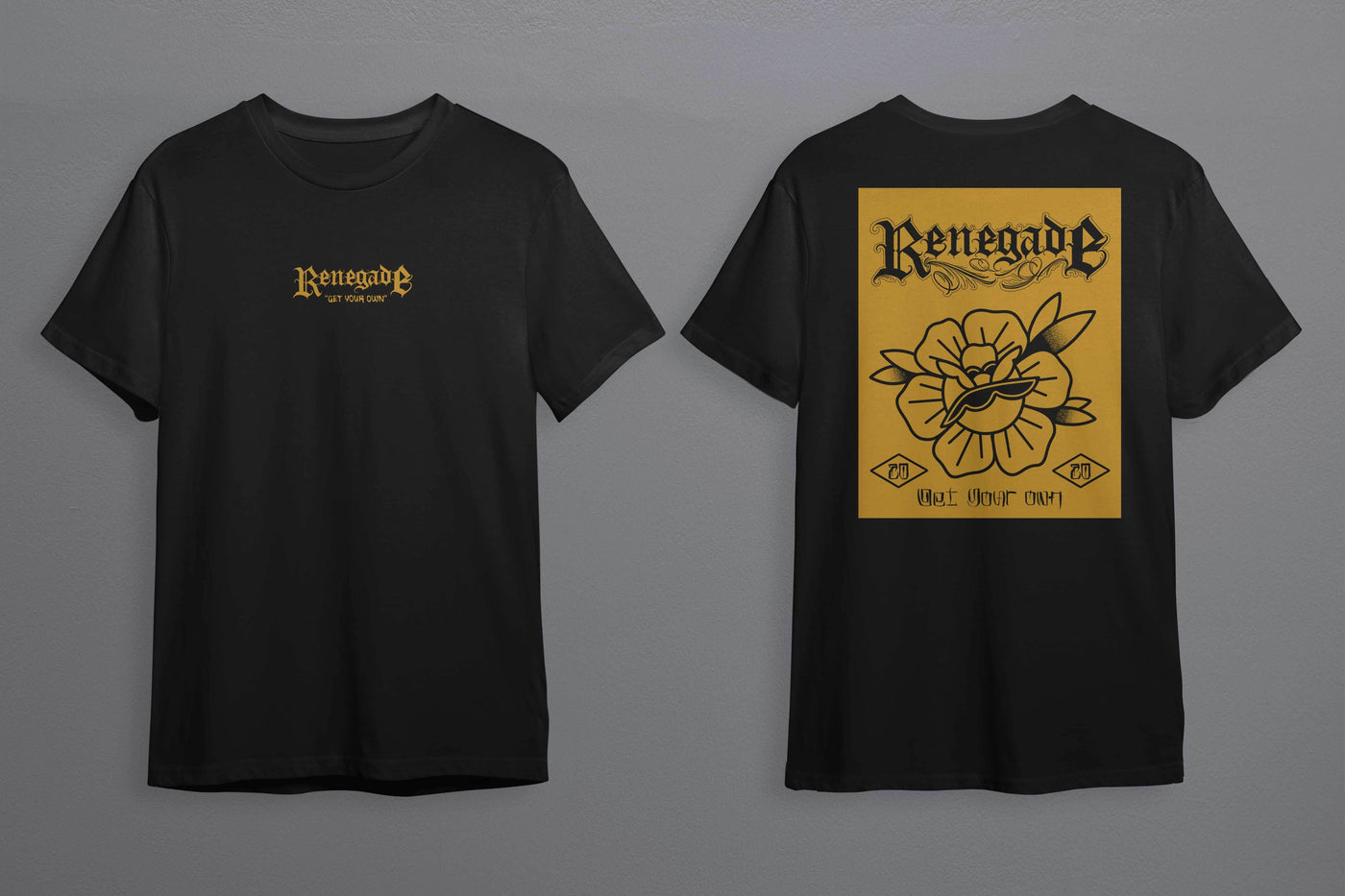 Classic Rose heavyweight graphic T-shirt with traditional tattoo-flash front and back prints
