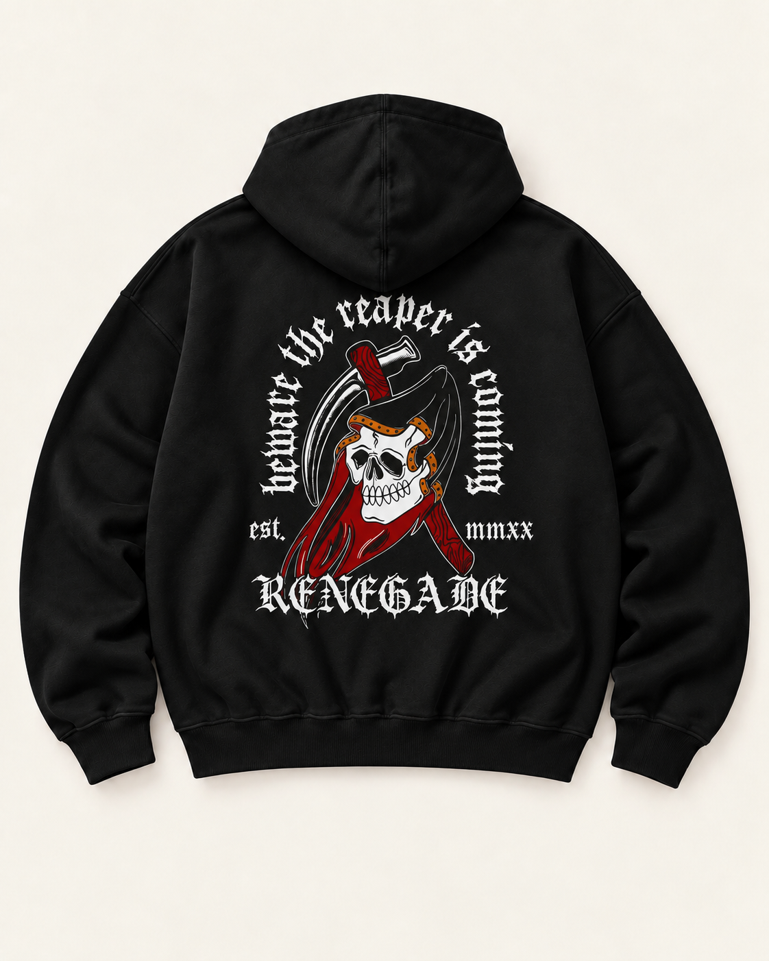 The Reaper black tattoo graphic hoodie by Original Renegade