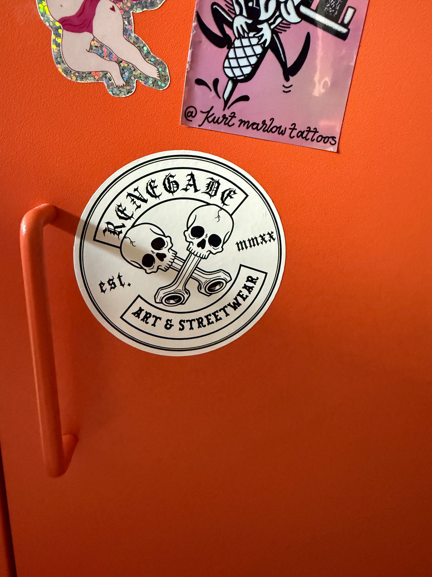 Renegade round logo decal — product photo, Original Renegade