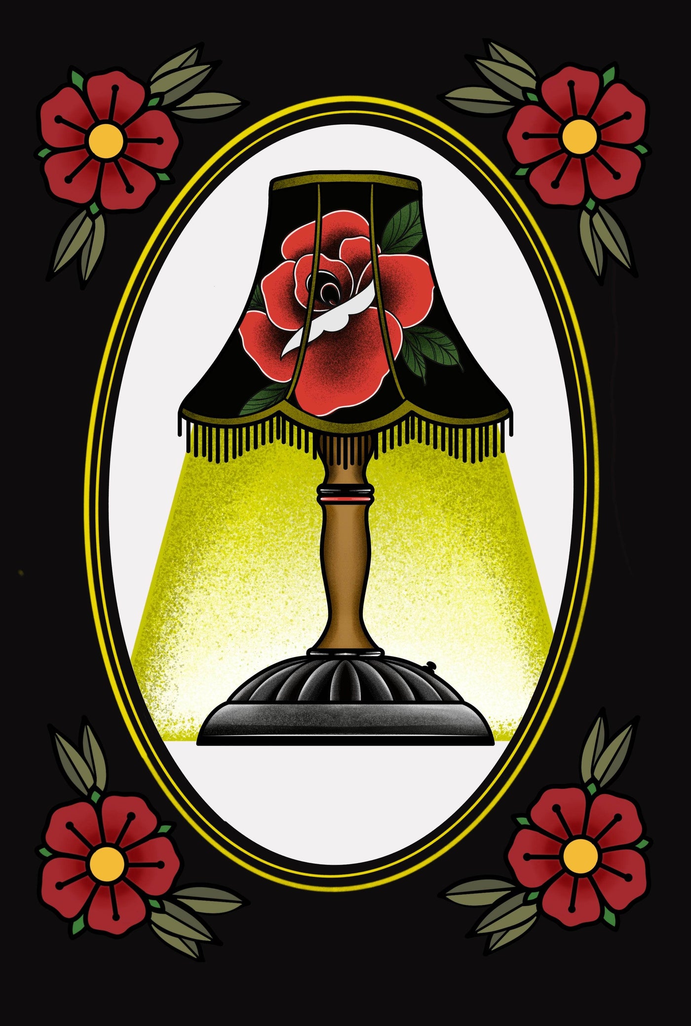 Traditional lamp tattoo flash print — lifestyle photo, Original Renegade