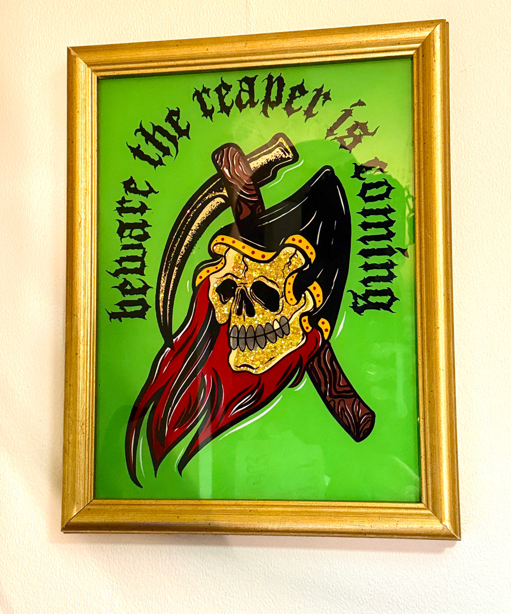 The Reaper Is Coming | Reverse Glass Painting