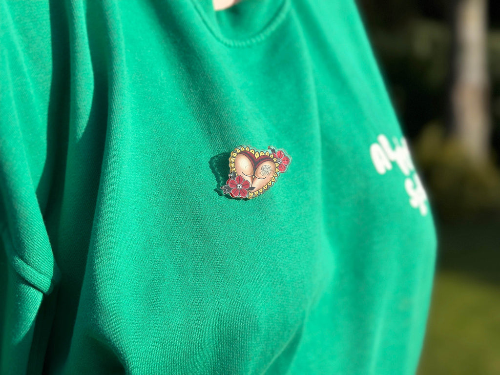 Heart Butt Pin Badge | Traditional Style Tattoo Art Badge Pin - Original Renegade
