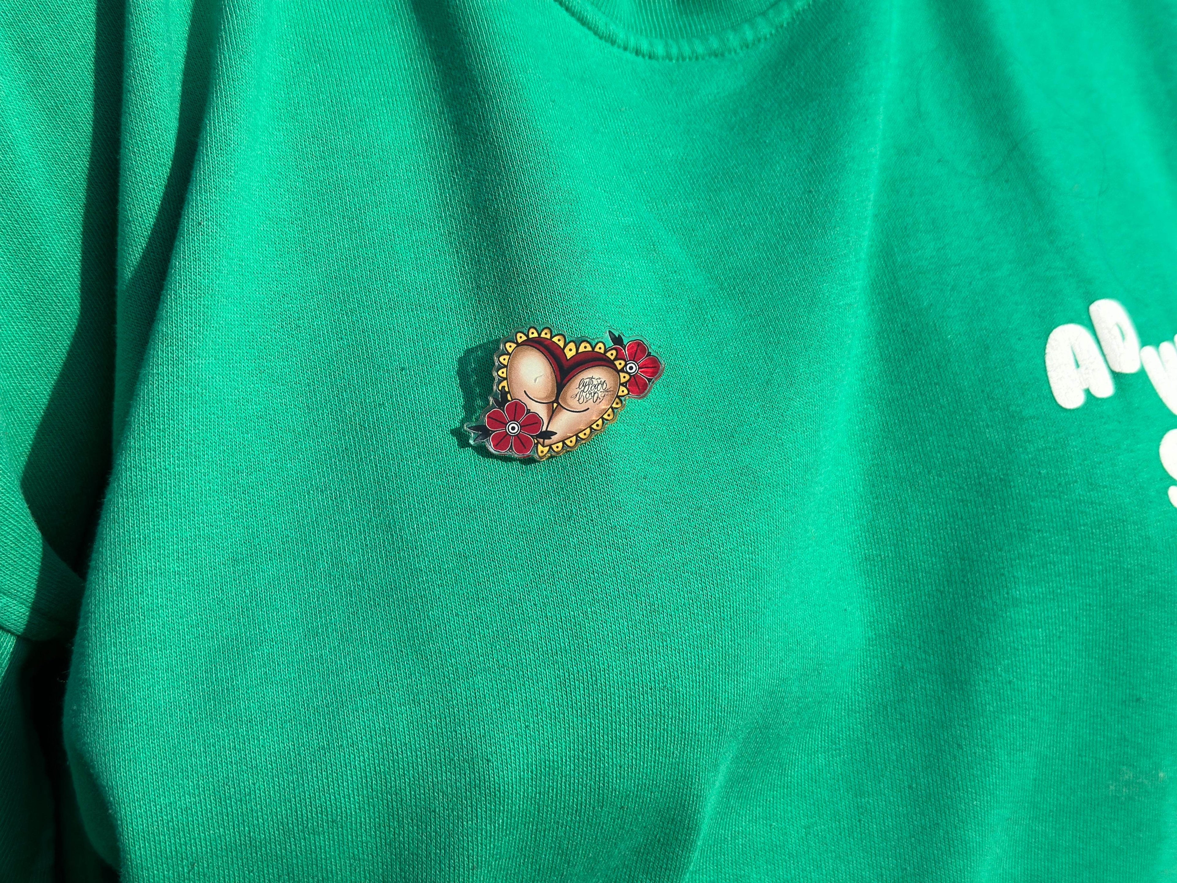 Heart Butt Pin Badge | Traditional Style Tattoo Art Badge Pin - Original Renegade