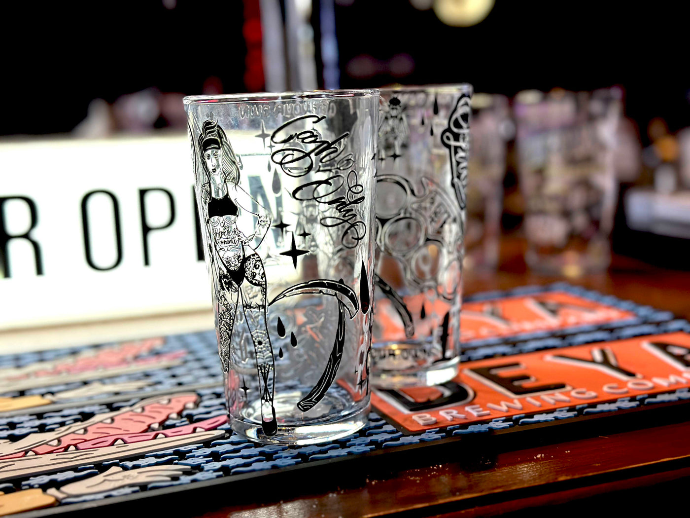 F**ck Luck pint glass — tattoo-inspired drinkware, Original Renegade