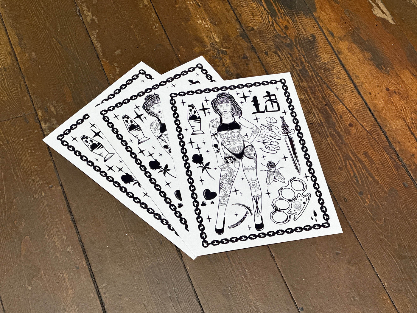 Blackwork Trouble A3 print — alternate angle, Original Renegade