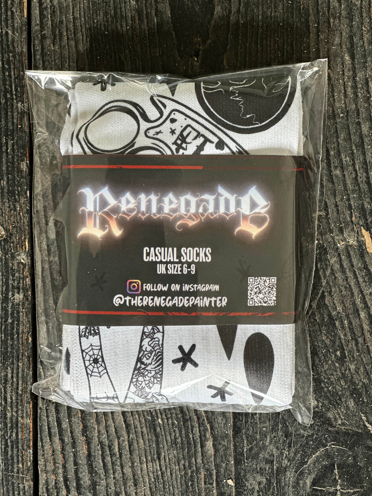 Tattoo flash socks — artwork close-up, Original Renegade