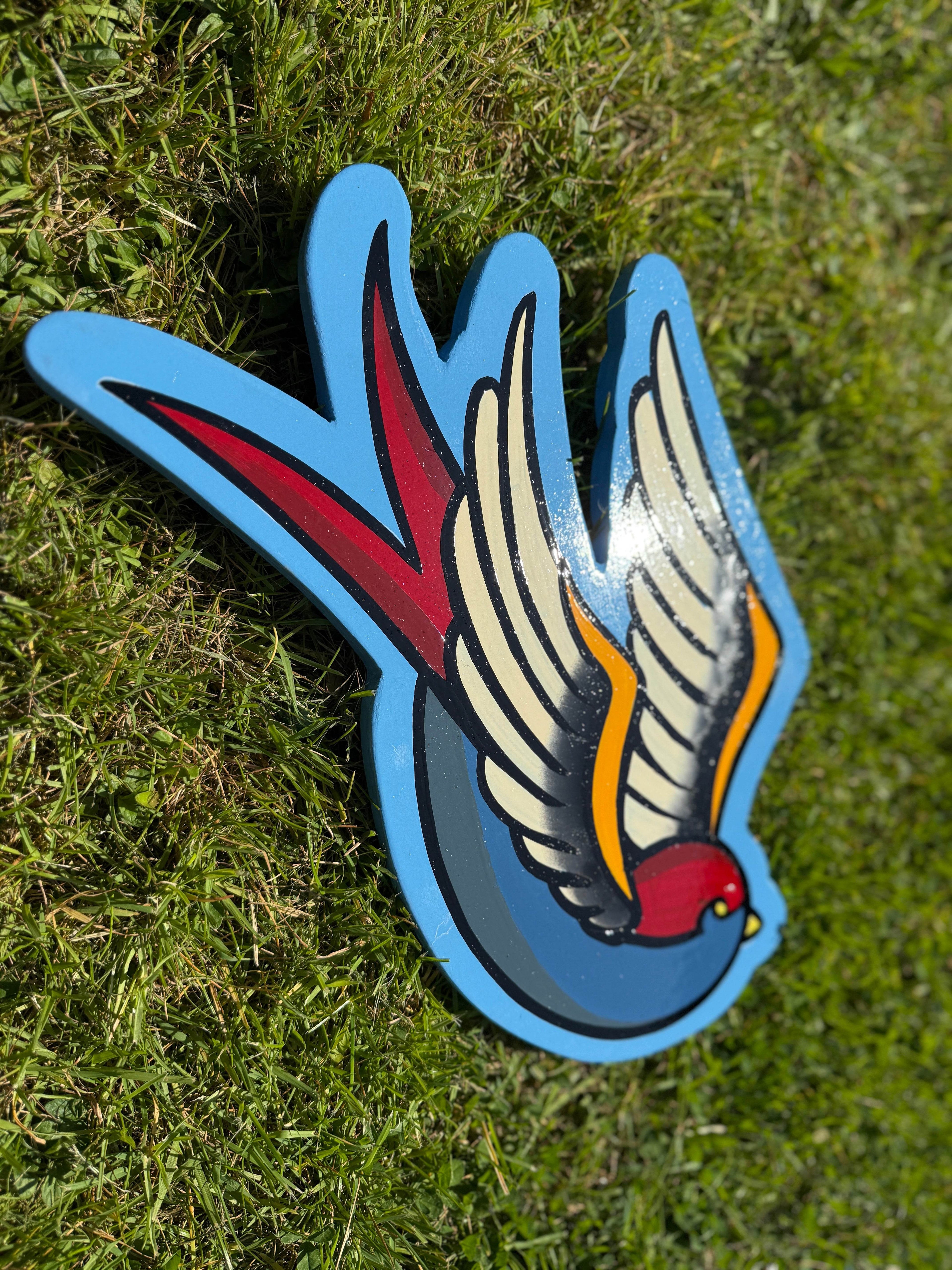 Pair of Hand Painted Traditional Swallow Wall Hanger - Original Renegade