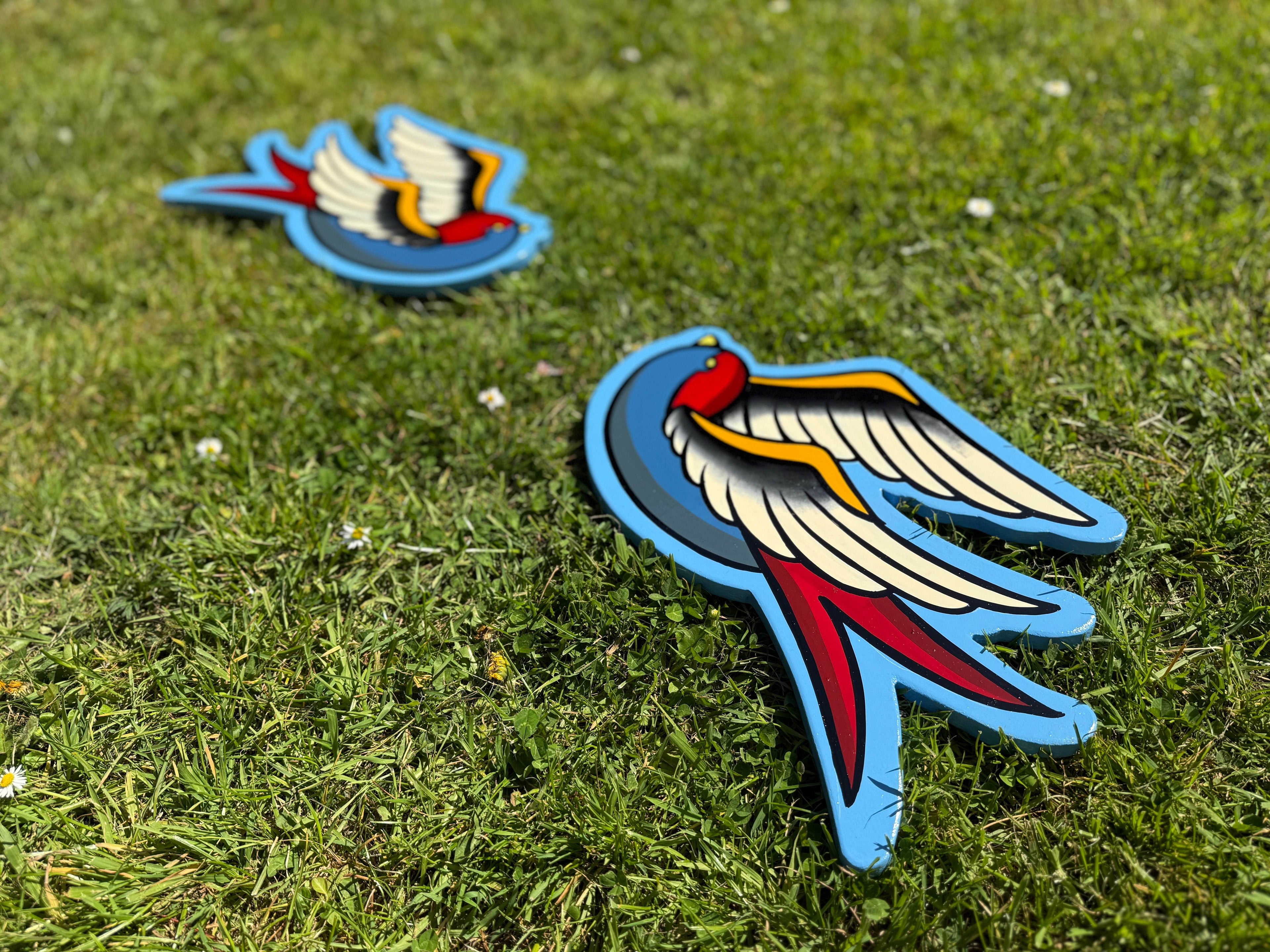 Pair of Hand Painted Traditional Swallow Wall Hanger - Original Renegade