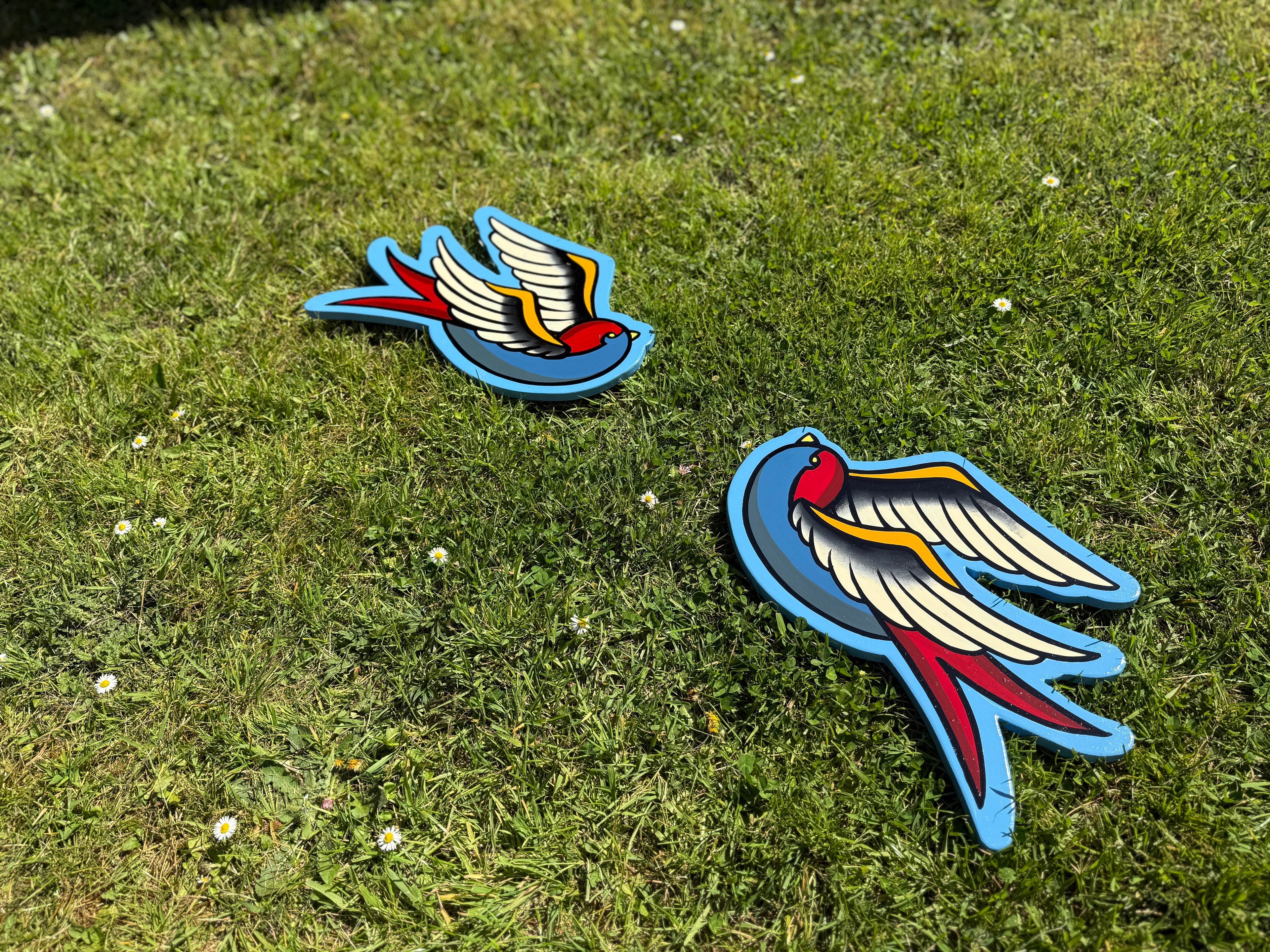Pair of Hand Painted Traditional Swallow Wall Hanger - Original Renegade