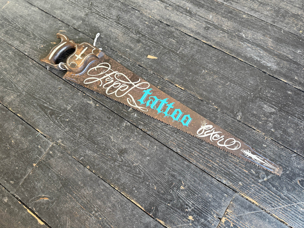 Hand Painted Vintage Saw | Free Tattoo Fixer - Original Renegade