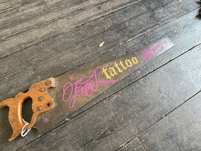 Hand Painted Vintage Saw | Free Tattoo Fixer - Original Renegade