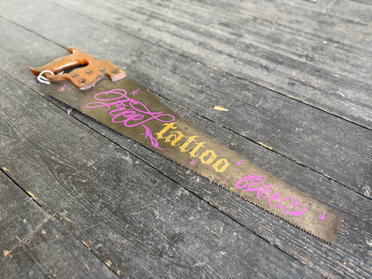 Hand Painted Vintage Saw | Free Tattoo Fixer - Original Renegade