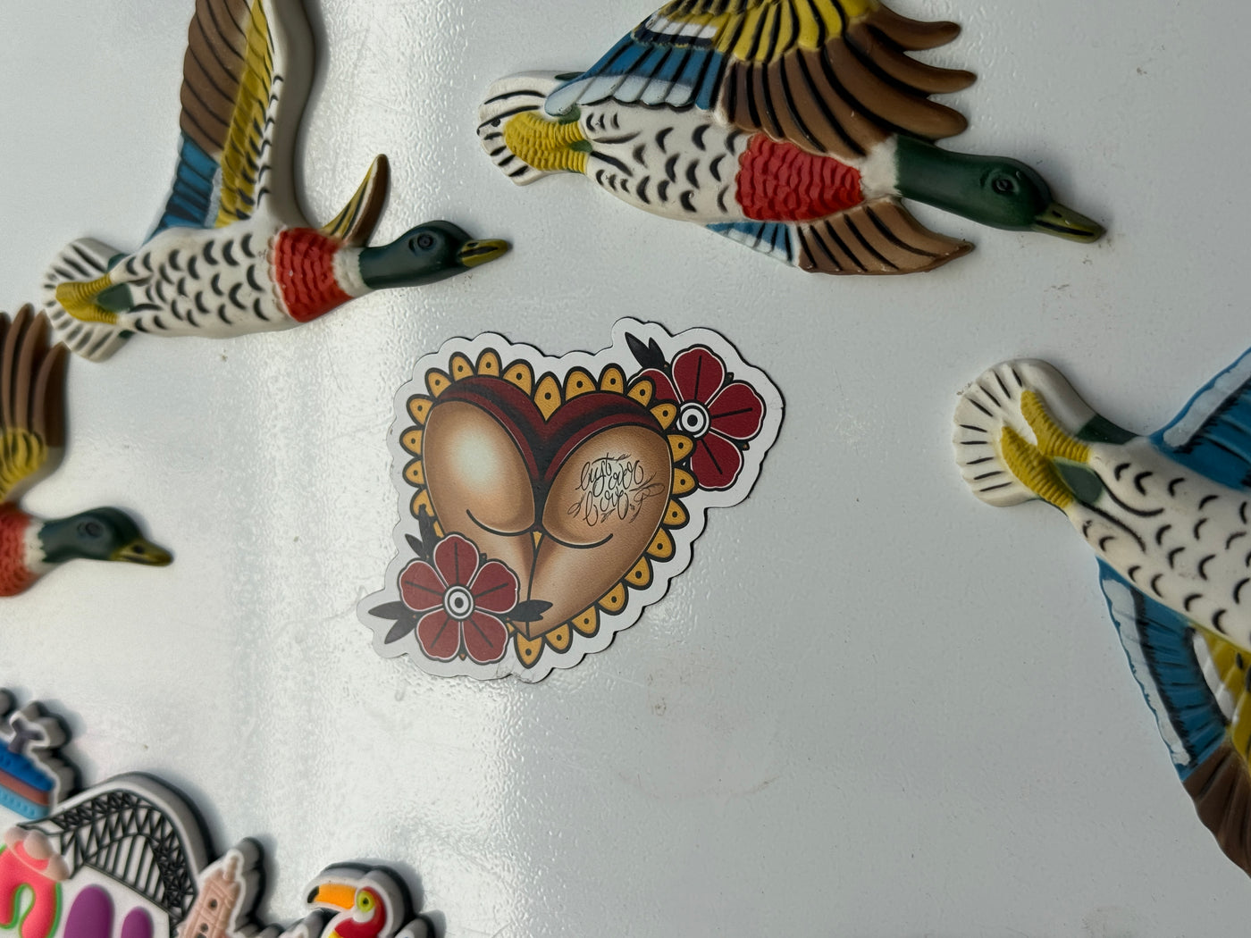 Booty tattoo-inspired fridge magnet with original hand-drawn artwork