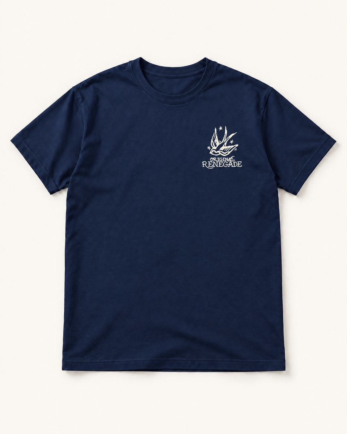 Original Renegade Swallow tee - navy with off-white left chest print