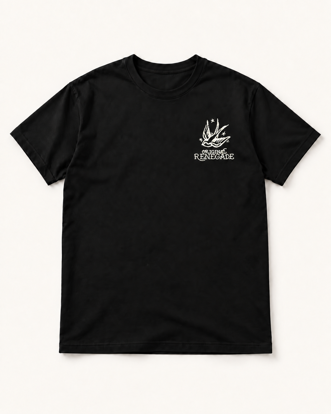 Original Renegade Swallow tee - black with off-white left chest print