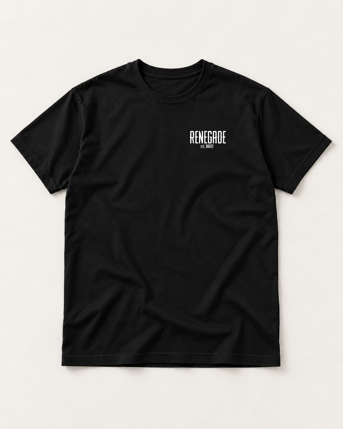 Ride the Storm Ship & Rose Tattoo Graphic Tee, front view with white Renegade chest logo.