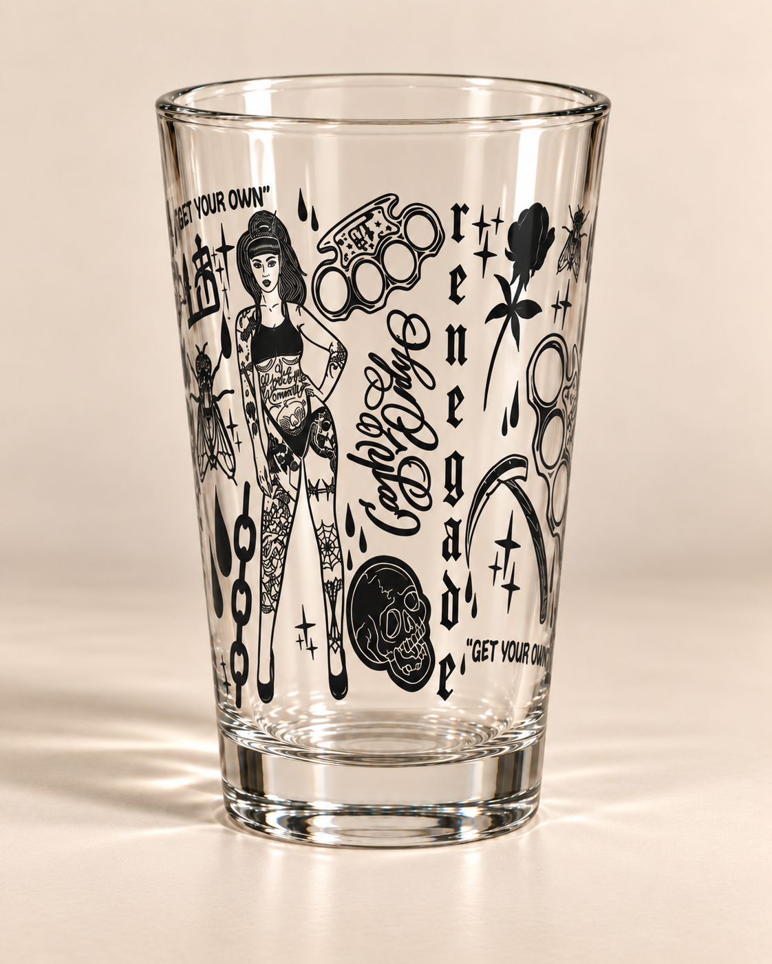 F**ck Luck pint glass — alternate wrap view, Original Renegade