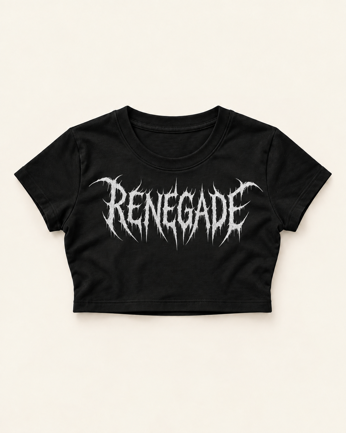 Renegade Deathcore Crop Tee black flat lay front product view
