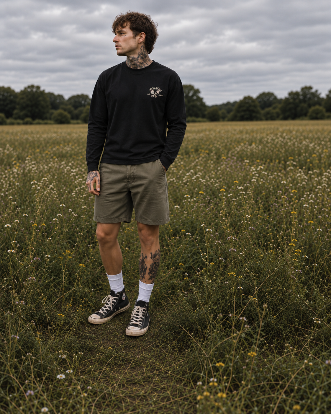 Renegade MC long sleeve tee front view on male model