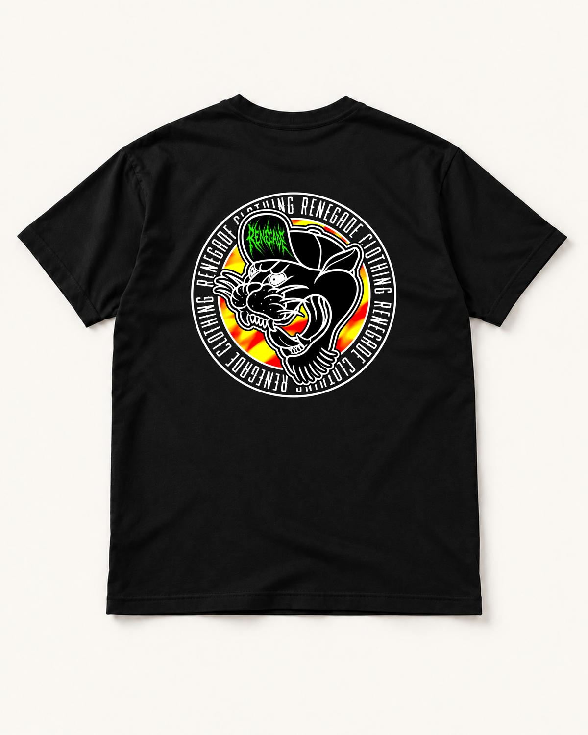 Renegade Panther black heavyweight graphic T-shirt back view with large back print