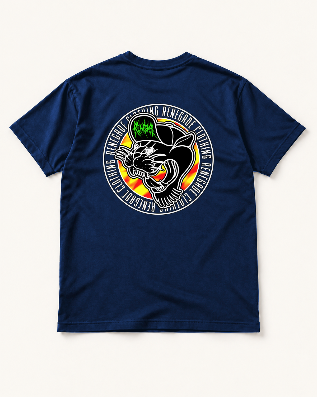 Renegade Panther navy heavyweight graphic T-shirt back view with large back print