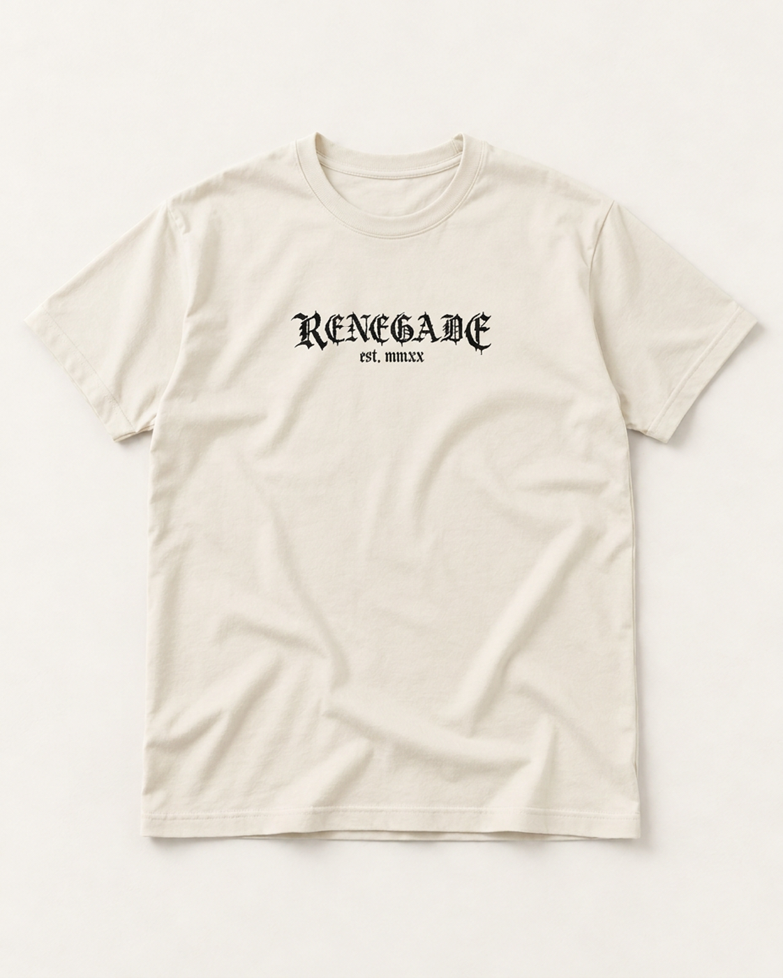 Vintage off-white Lighthouse Graphic Tee front view with Renegade chest print.