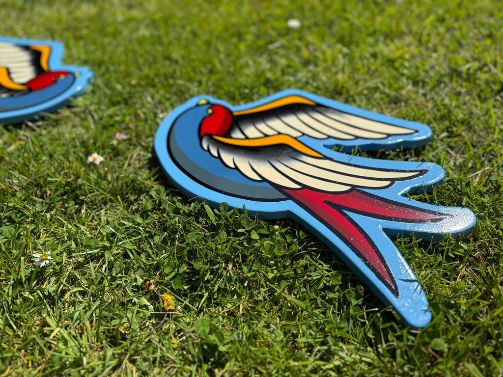 Pair of Hand Painted Traditional Swallow Wall Hanger - Original Renegade