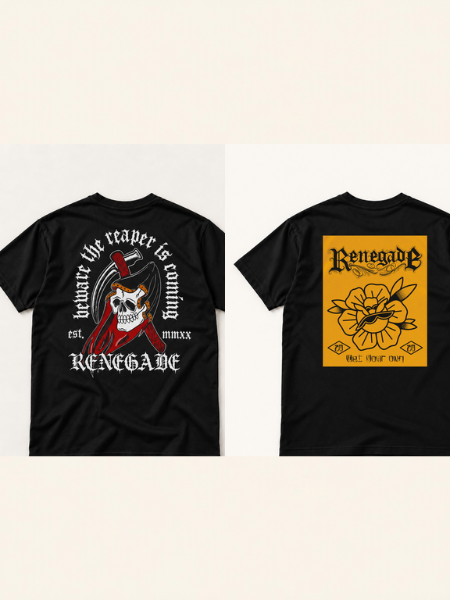 Tattoo Classics two-tee bundle showing The Reaper and Classic Rose graphic tees together