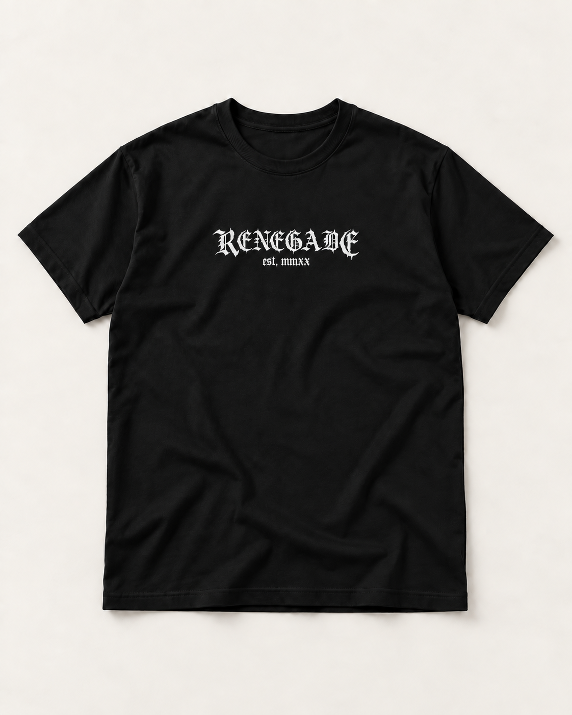 Trouble Tattoo Graphic Tee black flat lay front view on cream background