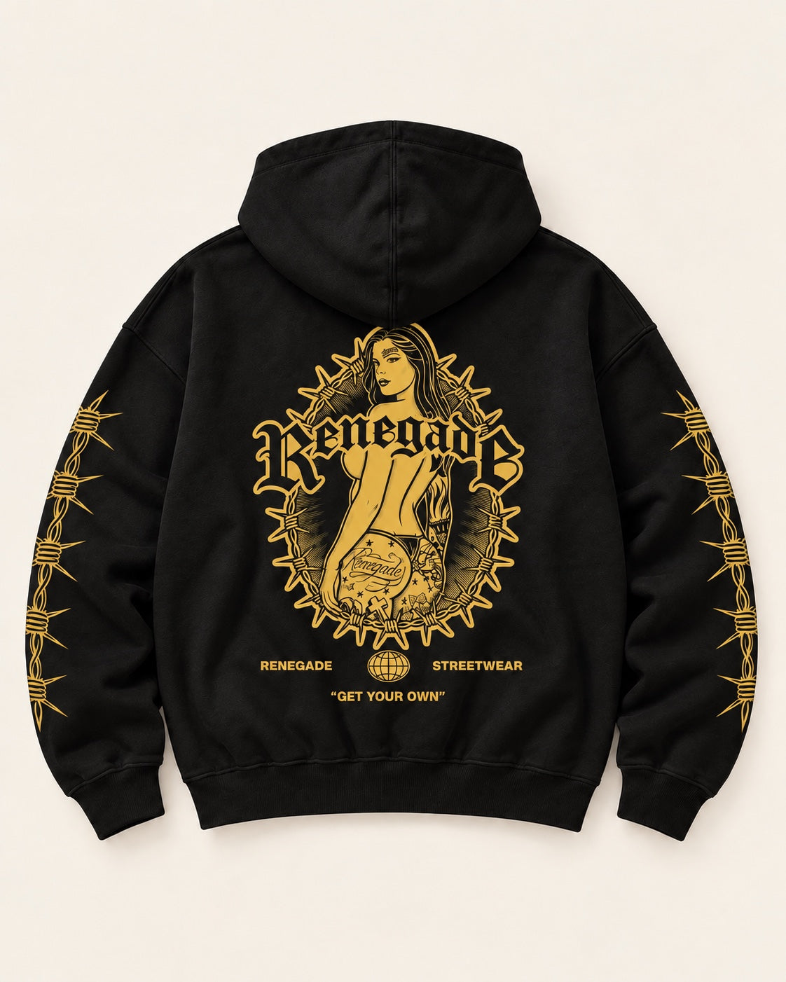 Trouble Graphic Hoodie regular fit, back view.