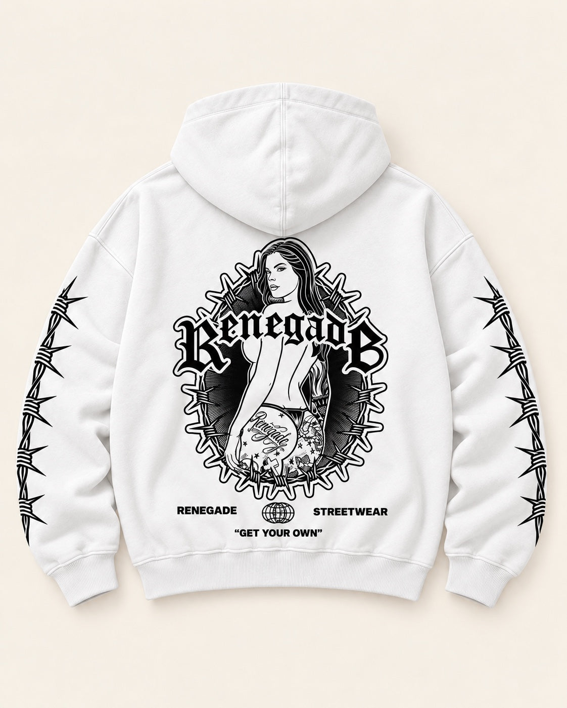 Trouble Graphic Hoodie regular fit, back view.