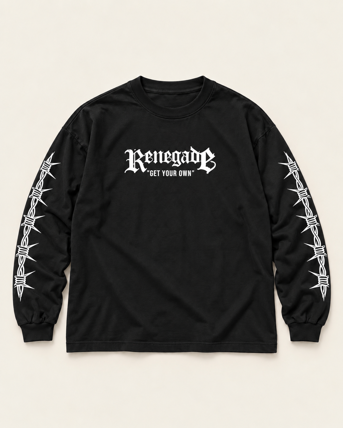 Trouble long sleeve graphic tee front view - Original Renegade
