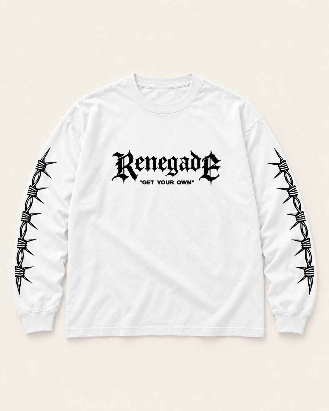 Trouble long sleeve graphic tee front view - Original Renegade